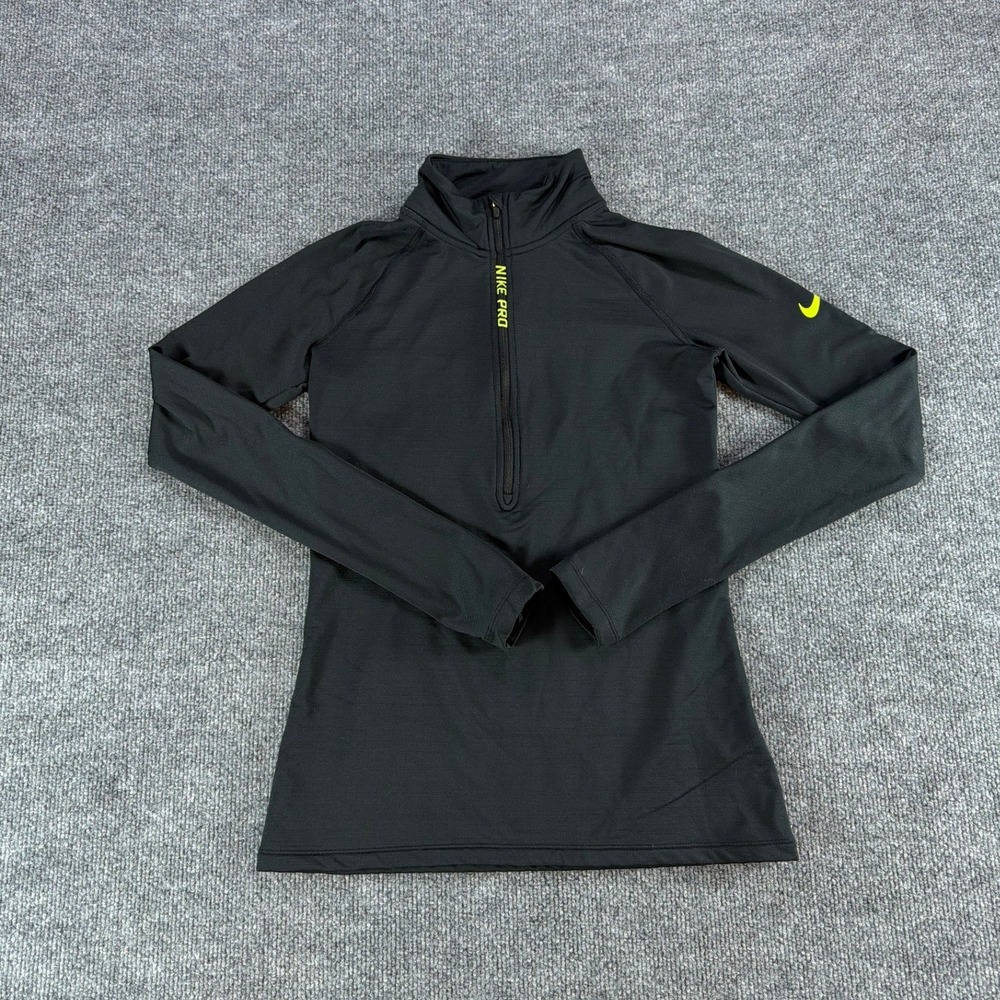 Nike Pro Hyperwarm Womens Medium Black Quarter Zip Long Sleeve Mock Neck Top